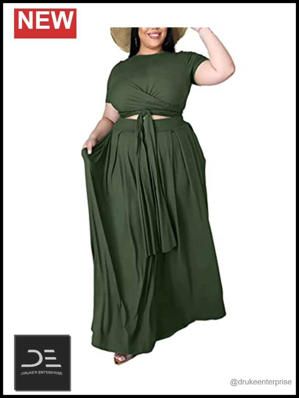 Womens Plus Size 2 Piece Outfit Crop Top Maxi Skirt Set Polyester Boho